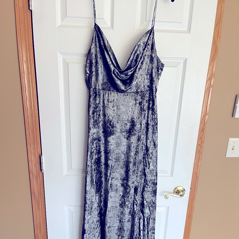 Metallic Silver Evening Gown